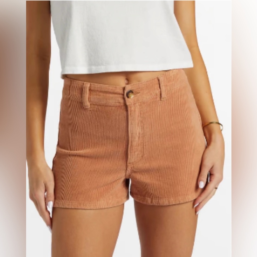 Billabong Women's Free Fall High Waist Corduroy Shorts Tangy Peach Size 31 NWT